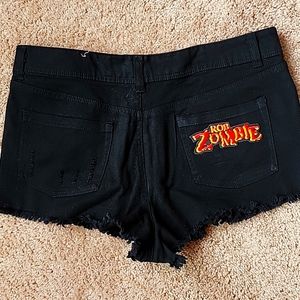 black shorts Rob Zombie patch